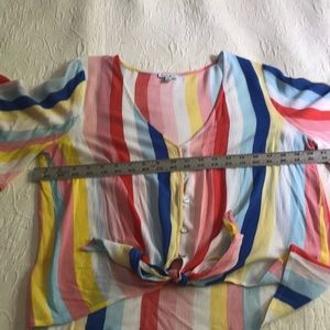 Flirty striped blouse with flutter sleeves